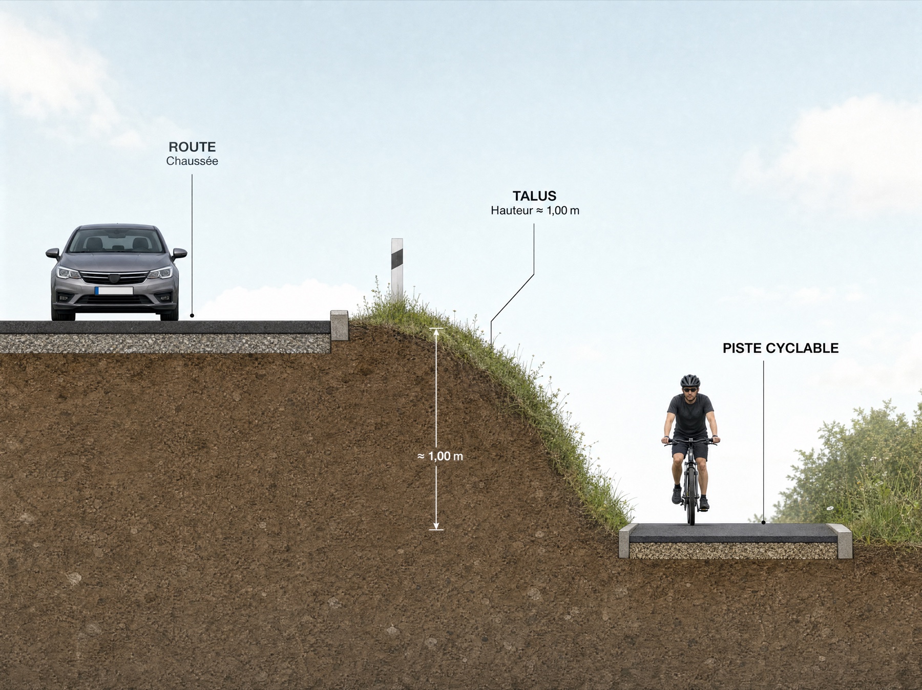 Liaison cyclable le long d'une route métropolitaine
