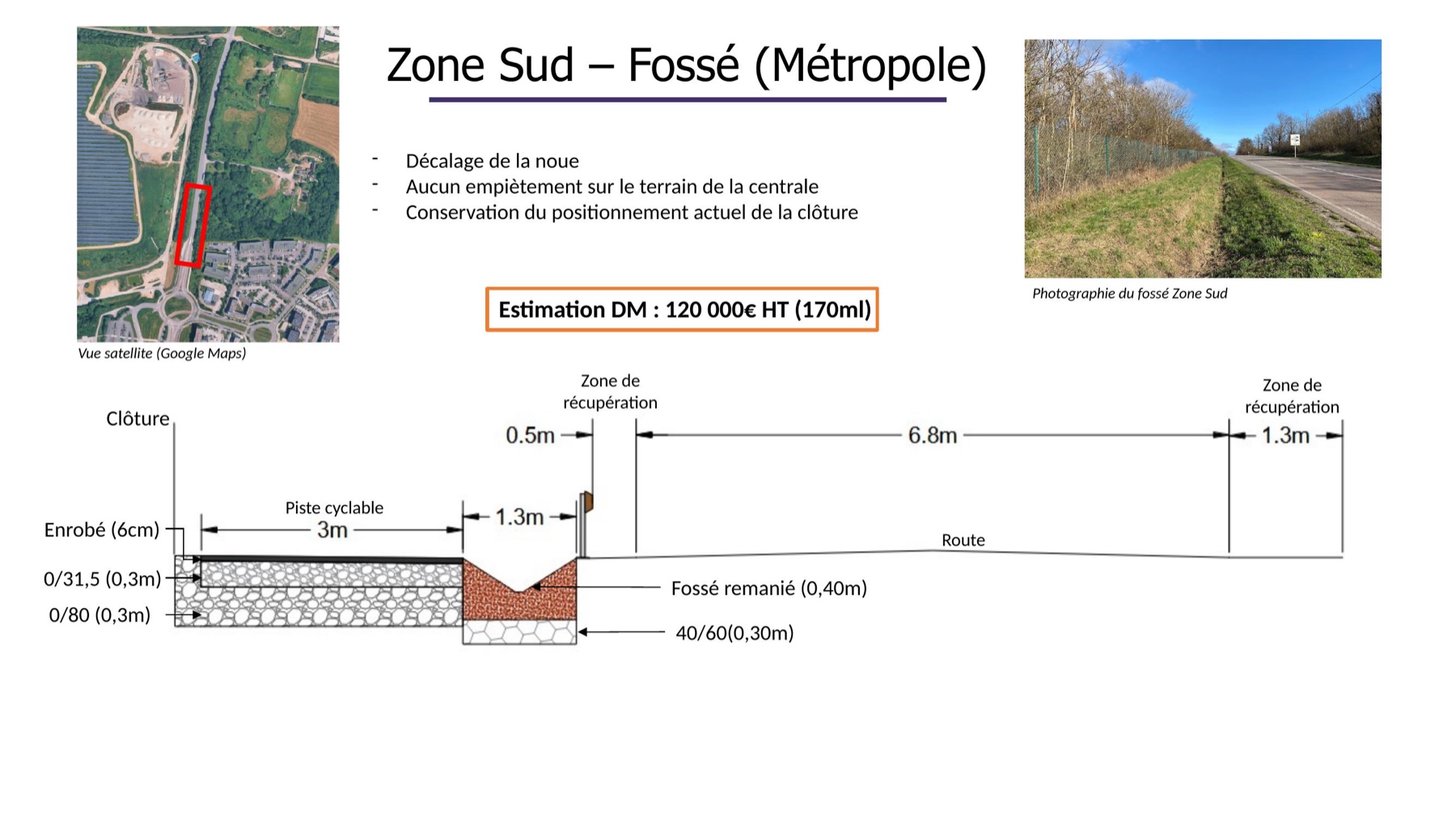 Zone Sud – fossé : noue décalée et fossé remanié (Métropole)
